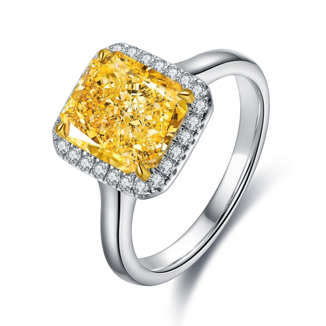 Pirmiana New Fashion 3ct Radiant Simulated Diamond Rings S925 Silver Jewelry Engagement Gift Women