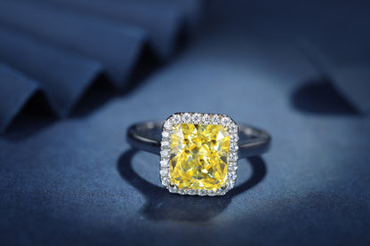 Pirmiana New Fashion 3ct Radiant Simulated Diamond Rings S925 Silver Jewelry Engagement Gift Women