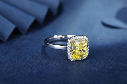 Pirmiana New Fashion 3ct Radiant Simulated Diamond Rings S925 Silver Jewelry Engagement Gift Women