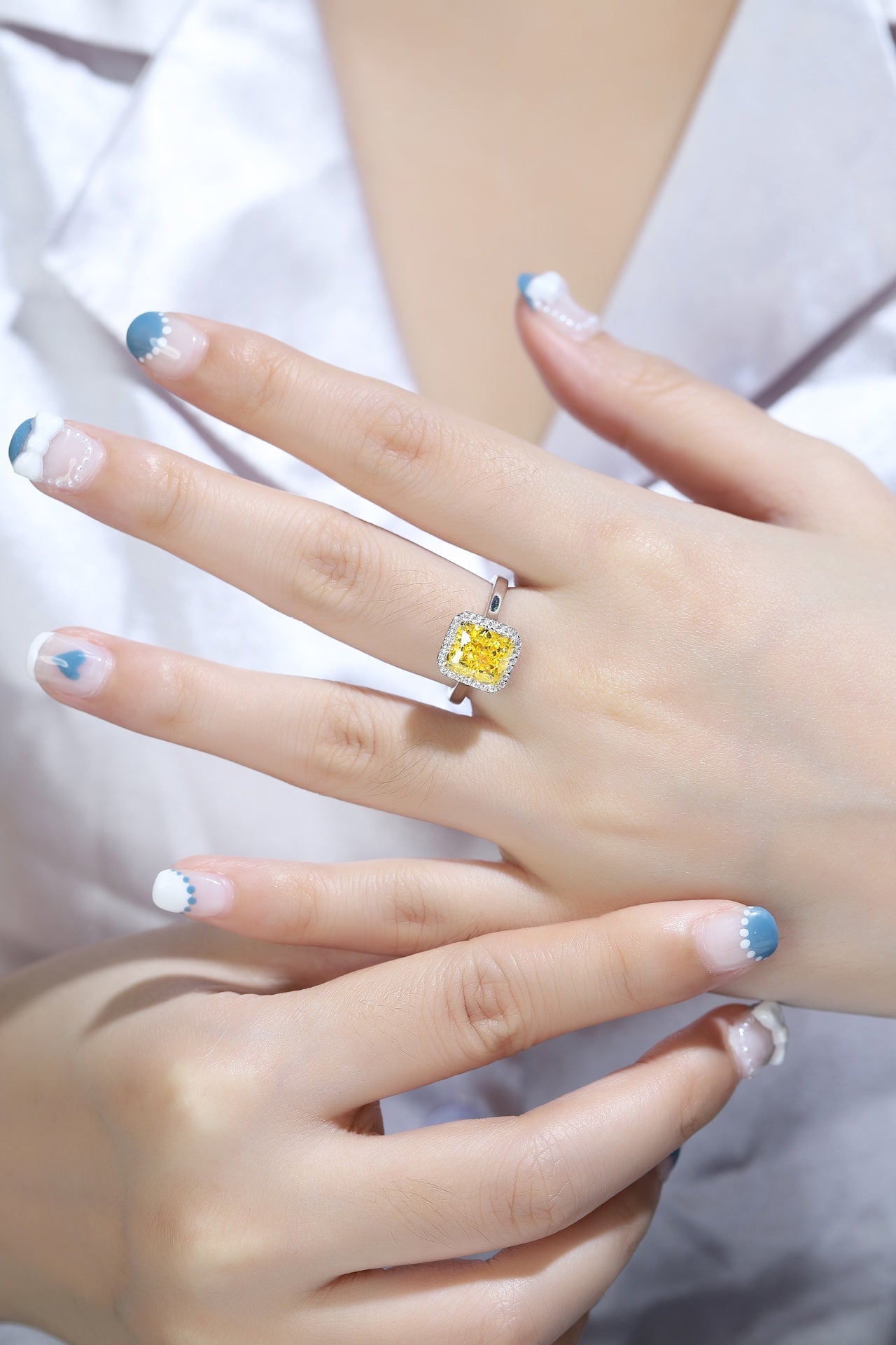 Pirmiana New Fashion 3ct Radiant Simulated Diamond Rings S925 Silver Jewelry Engagement Gift Women