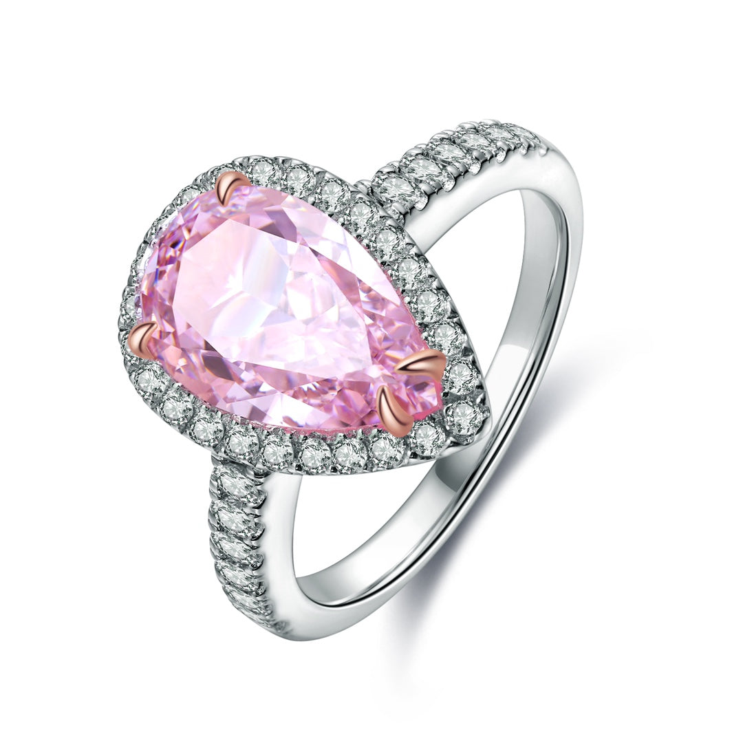 Pirmiana New Fashion 3ct Pear Shape Simulated Diamond Rings S925 Silver Jewelry Engagement Gift Women