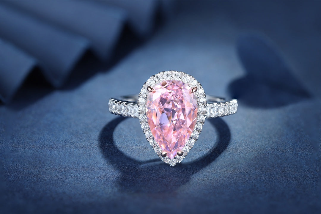 Pirmiana New Fashion 3ct Pear Shape Simulated Diamond Rings S925 Silver Jewelry Engagement Gift Women