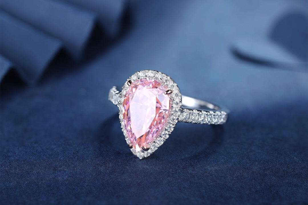 Pirmiana New Fashion 3ct Pear Shape Simulated Diamond Rings S925 Silver Jewelry Engagement Gift Women