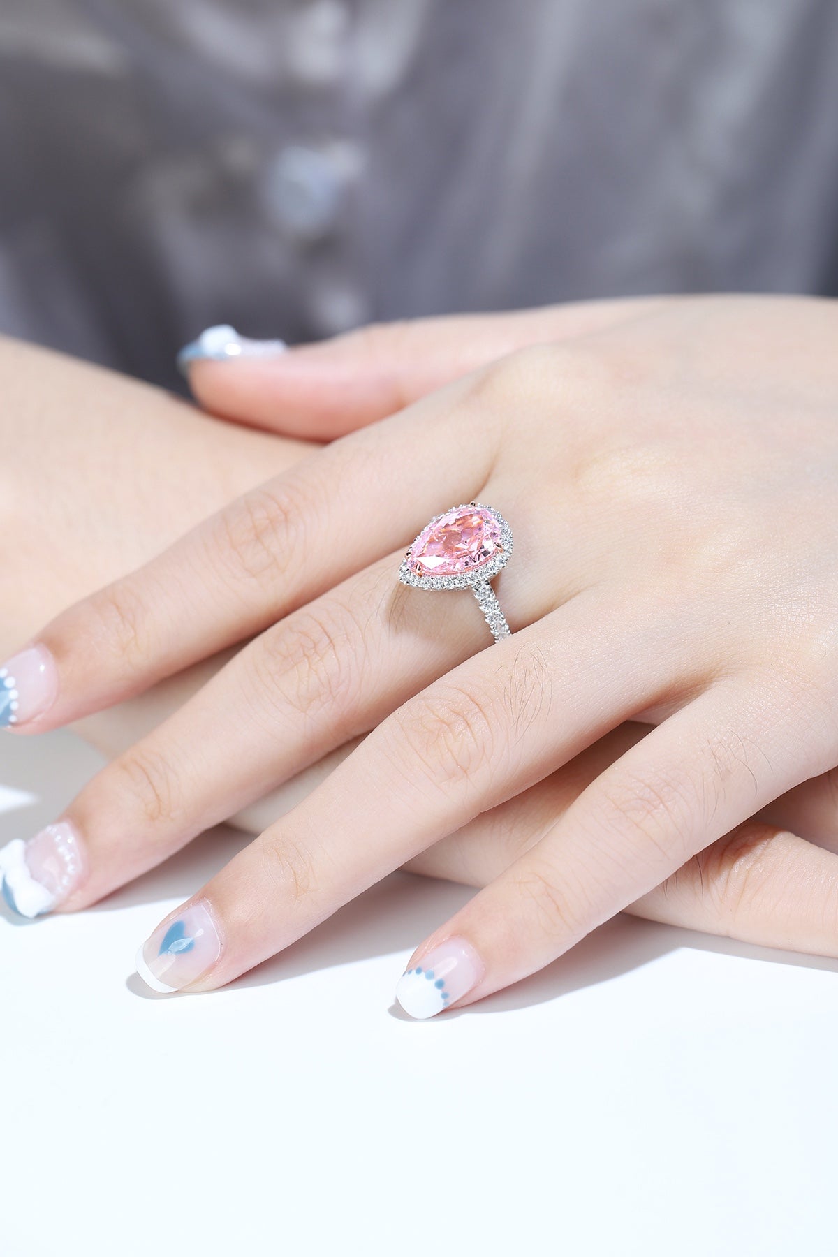 Pirmiana New Fashion 3ct Pear Shape Simulated Diamond Rings S925 Silver Jewelry Engagement Gift Women