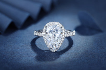 Pirmiana New Fashion 3ct Pear Shape Simulated Diamond Rings S925 Silver Jewelry Engagement Gift Women
