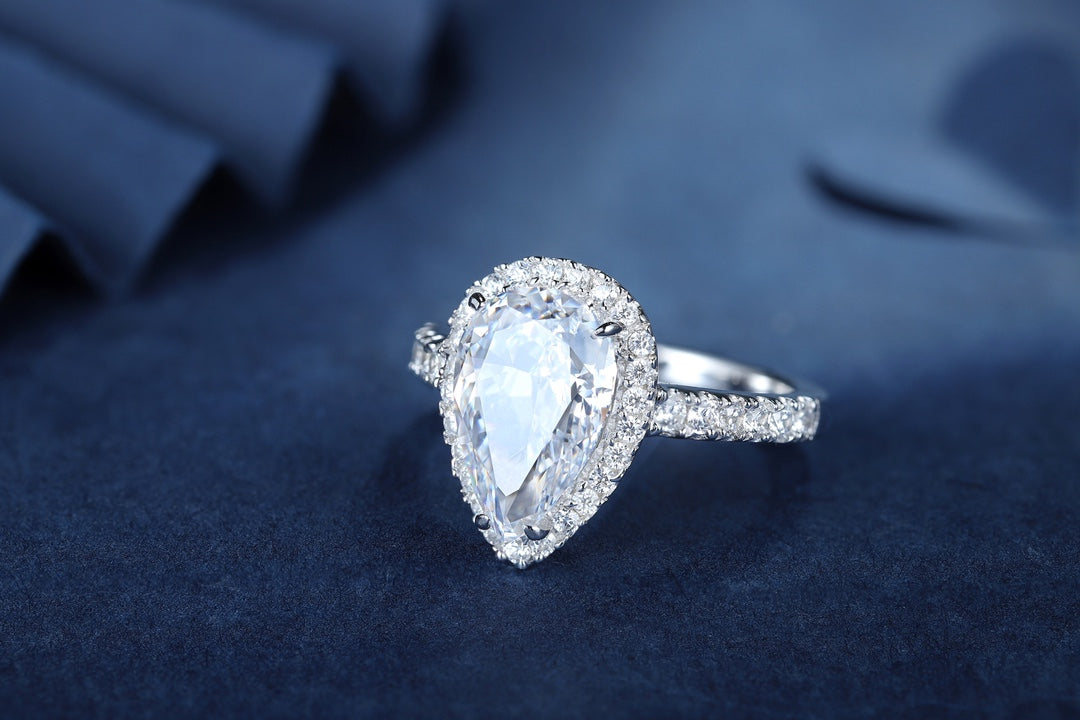 Pirmiana New Fashion 3ct Pear Shape Simulated Diamond Rings S925 Silver Jewelry Engagement Gift Women