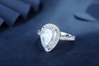 Pirmiana New Fashion 3ct Pear Shape Simulated Diamond Rings S925 Silver Jewelry Engagement Gift Women