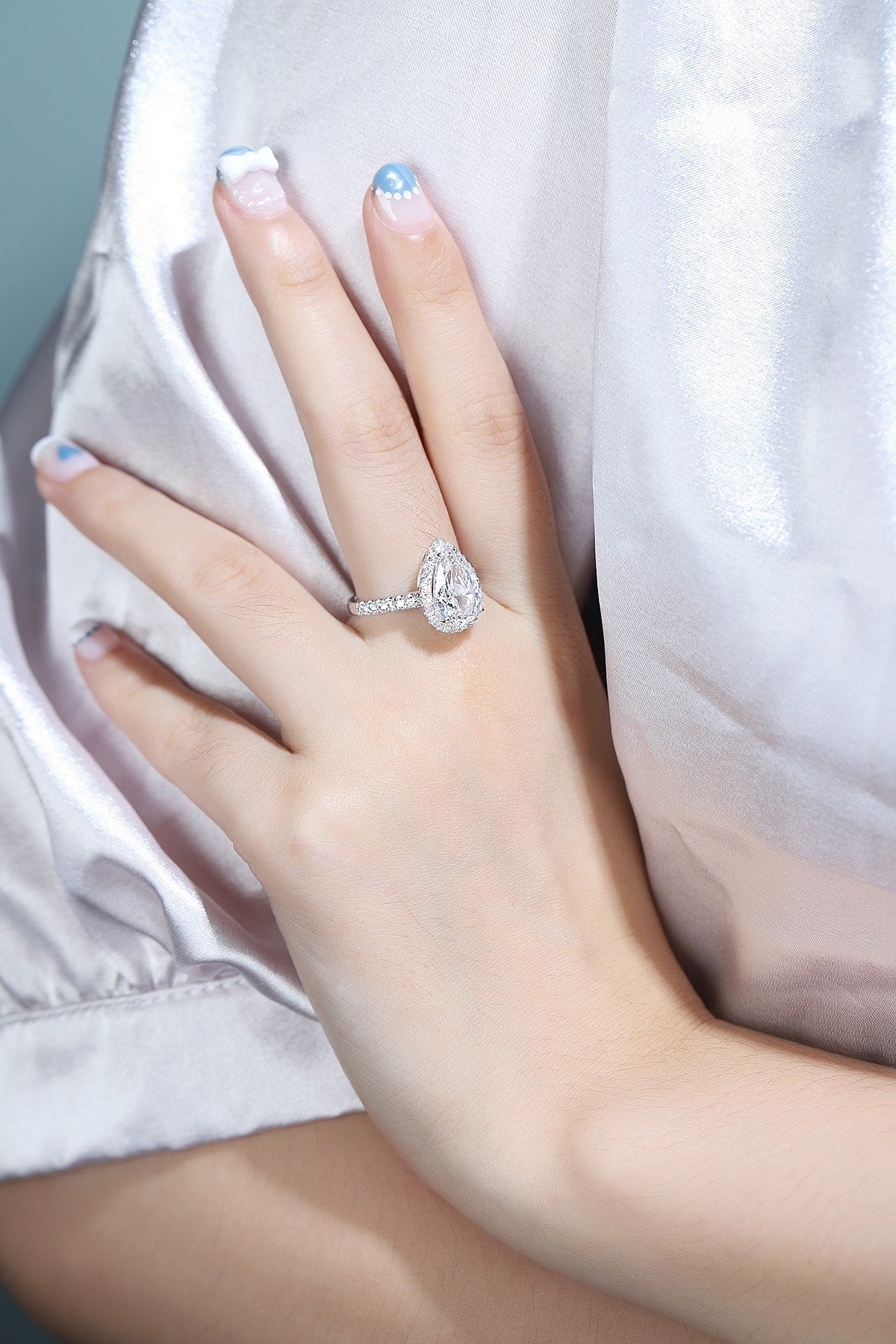 Pirmiana New Fashion 3ct Pear Shape Simulated Diamond Rings S925 Silver Jewelry Engagement Gift Women