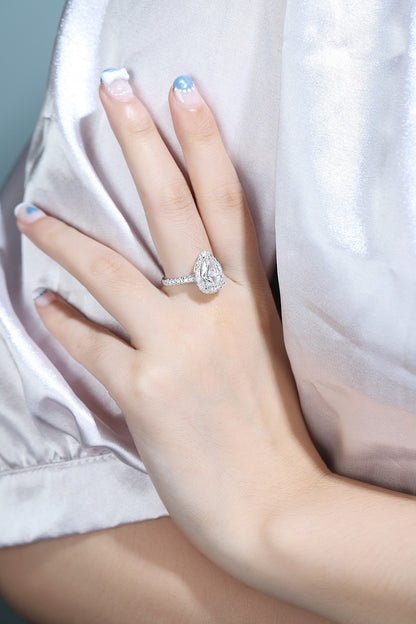 Pirmiana New Fashion 3ct Pear Shape Simulated Diamond Rings S925 Silver Jewelry Engagement Gift Women