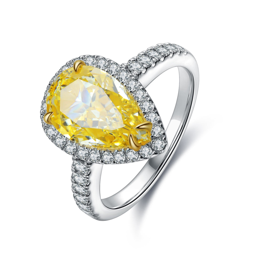 Pirmiana New Fashion 3ct Pear Shape Simulated Diamond Rings S925 Silver Jewelry Engagement Gift Women