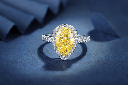 Pirmiana New Fashion 3ct Pear Shape Simulated Diamond Rings S925 Silver Jewelry Engagement Gift Women