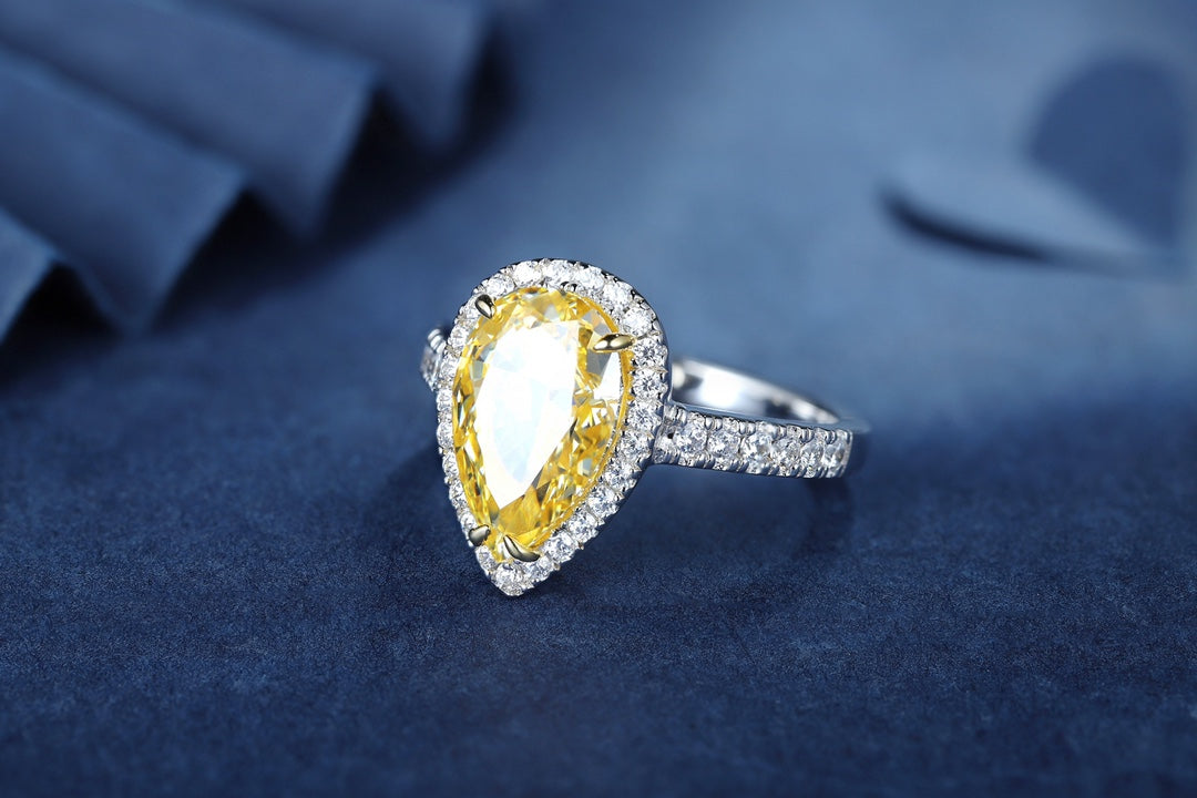 Pirmiana New Fashion 3ct Pear Shape Simulated Diamond Rings S925 Silver Jewelry Engagement Gift Women