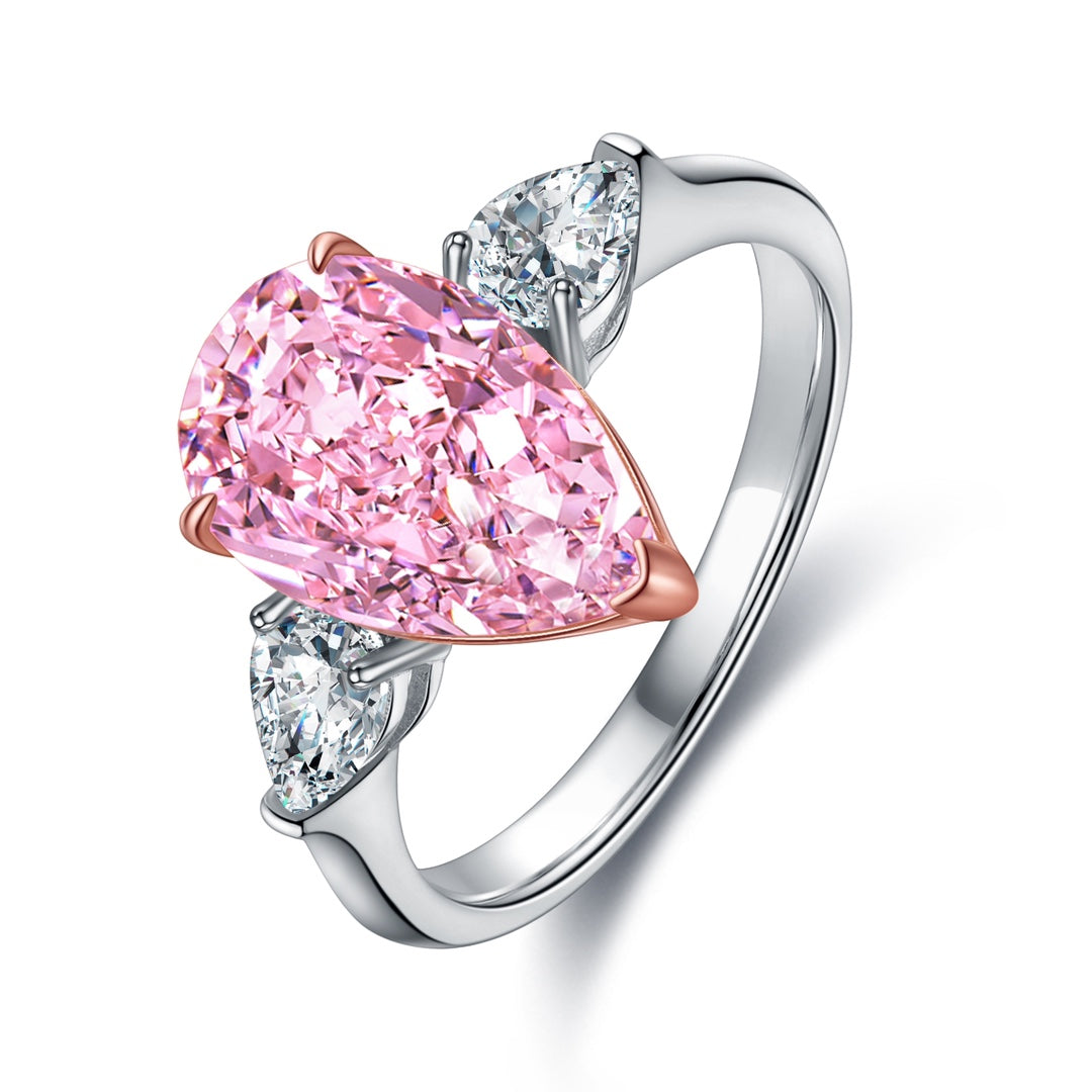 Pirmiana New Fashion 3ct Pear Shape Simulated Diamond Rings S925 Silver Jewelry Engagement Gift Women