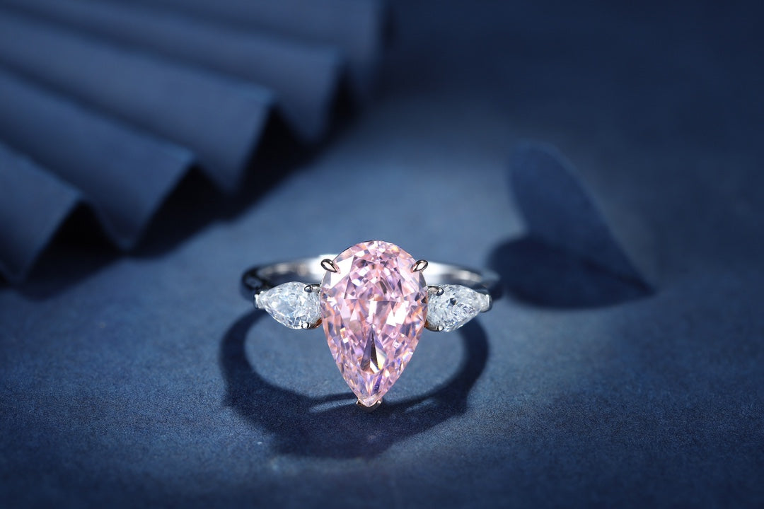 Pirmiana New Fashion 3ct Pear Shape Simulated Diamond Rings S925 Silver Jewelry Engagement Gift Women