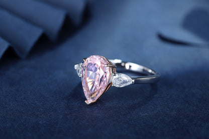 Pirmiana New Fashion 3ct Pear Shape Simulated Diamond Rings S925 Silver Jewelry Engagement Gift Women