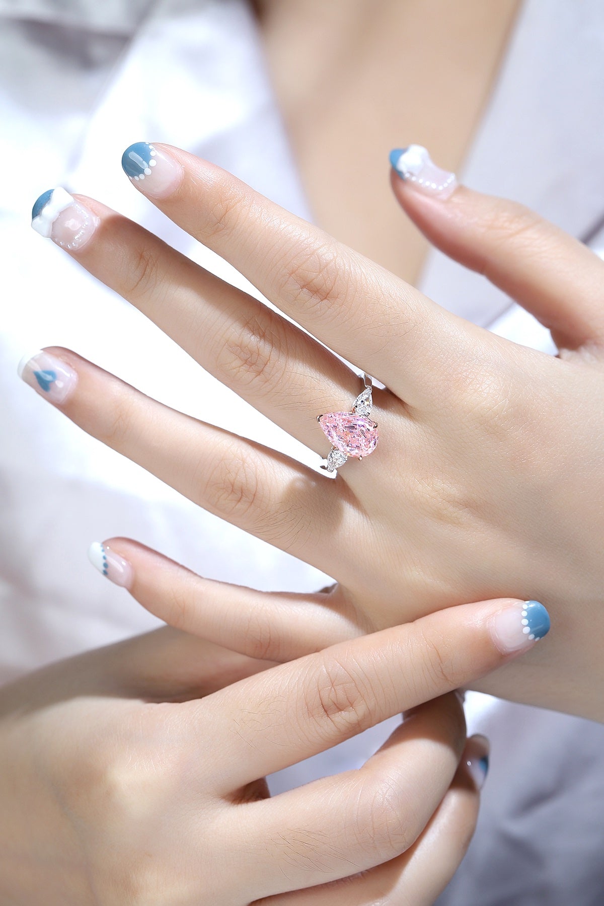 Pirmiana New Fashion 3ct Pear Shape Simulated Diamond Rings S925 Silver Jewelry Engagement Gift Women