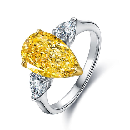 Pirmiana New Fashion 3ct Pear Shape Simulated Diamond Rings S925 Silver Jewelry Engagement Gift Women
