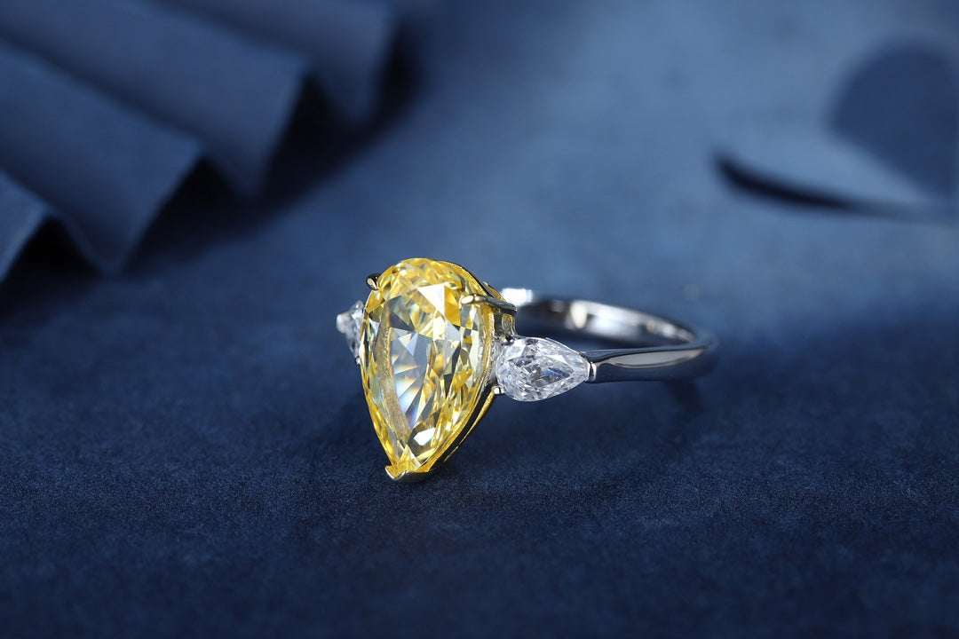 Pirmiana New Fashion 3ct Pear Shape Simulated Diamond Rings S925 Silver Jewelry Engagement Gift Women