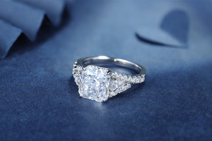 Pirmiana New Fashion 3ct Radiant Simulated Diamond Rings S925 Silver Jewelry Engagement Gift Women