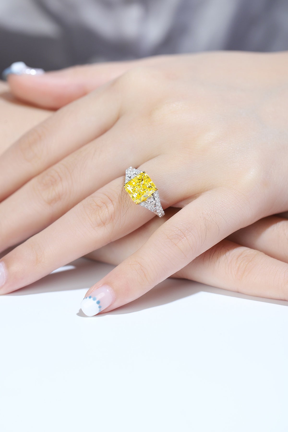 Pirmiana New Fashion 3ct Radiant Simulated Diamond Rings S925 Silver Jewelry Engagement Gift Women