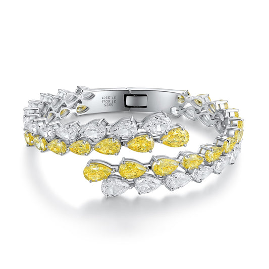 Pirmiana New Fashion 32.67ct Pear Shape Simulated Diamond Bracelet S925 Silver Jewelry Engagement Gift Women