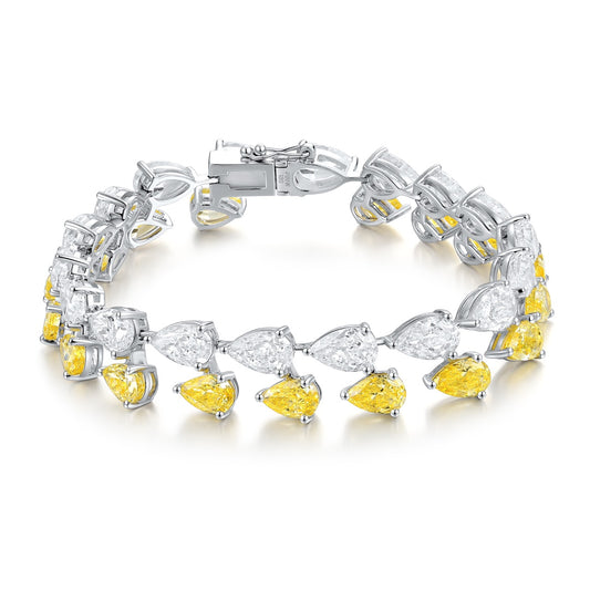 Pirmiana New Fashion 23.06ct Pear Shape Simulated Diamond Bracelet S925 Silver Jewelry Engagement Gift Women
