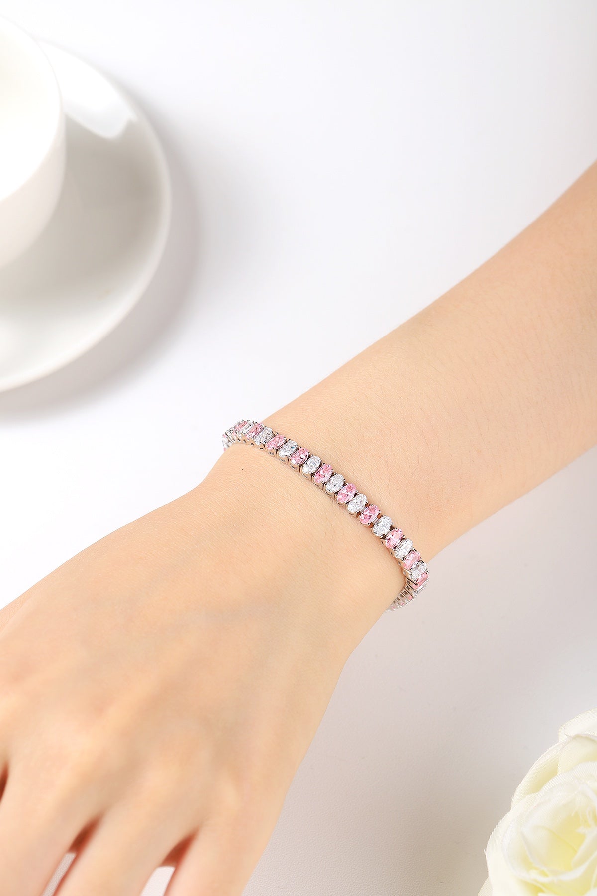 Pirmiana New Fashion 18.62ct Oval Simulated Diamond Bracelet S925 Silver Jewelry Engagement Gift Women