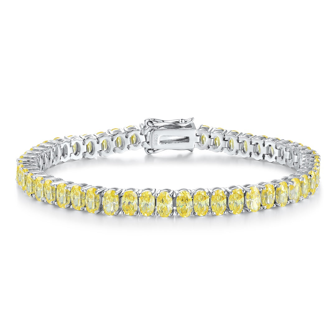 Pirmiana New Fashion 18.62ct Oval Simulated Diamond Bracelet S925 Silver Jewelry Engagement Gift Women