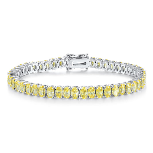 Pirmiana New Fashion 18.62ct Oval Simulated Diamond Bracelet S925 Silver Jewelry Engagement Gift Women