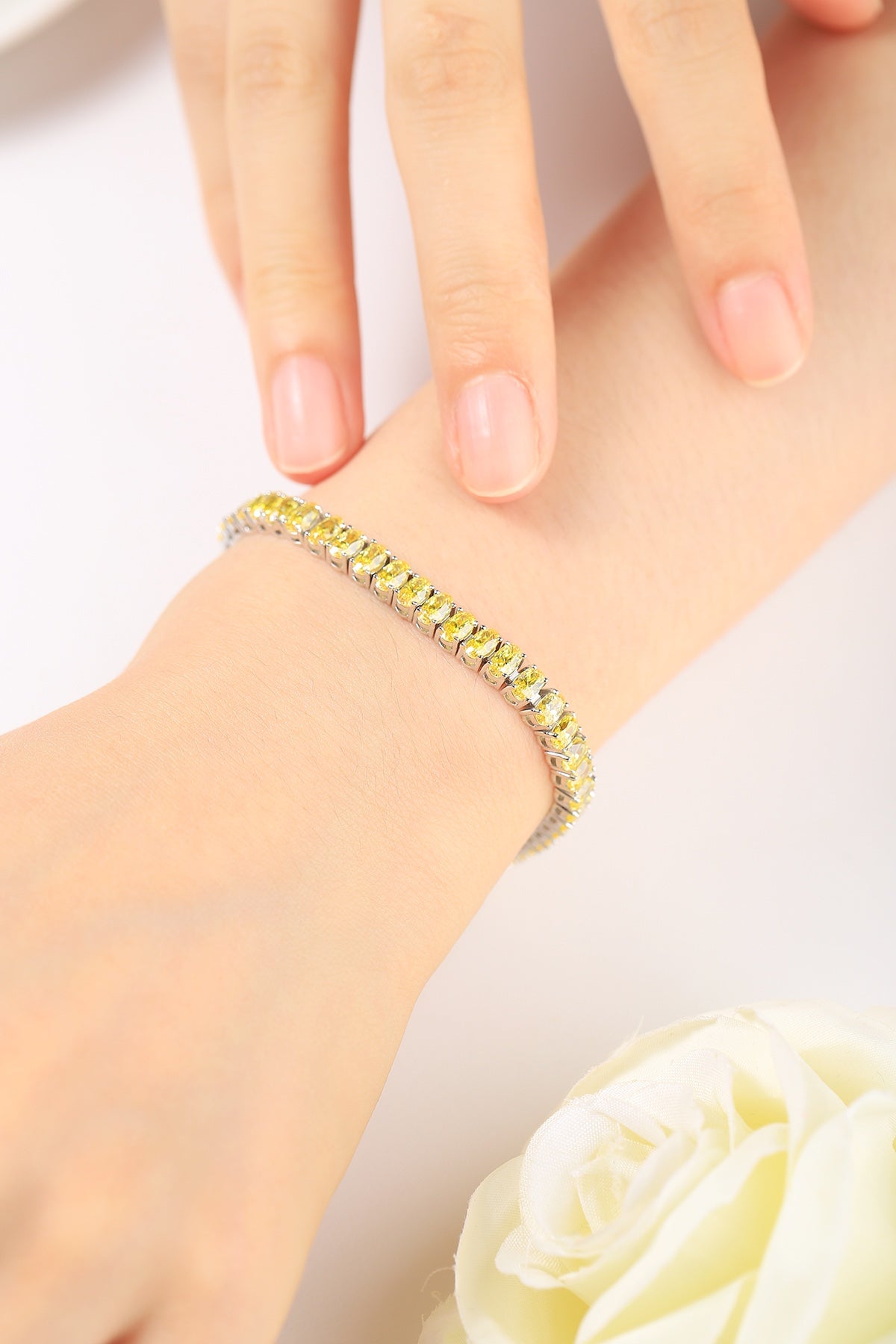 Pirmiana New Fashion 18.62ct Oval Simulated Diamond Bracelet S925 Silver Jewelry Engagement Gift Women