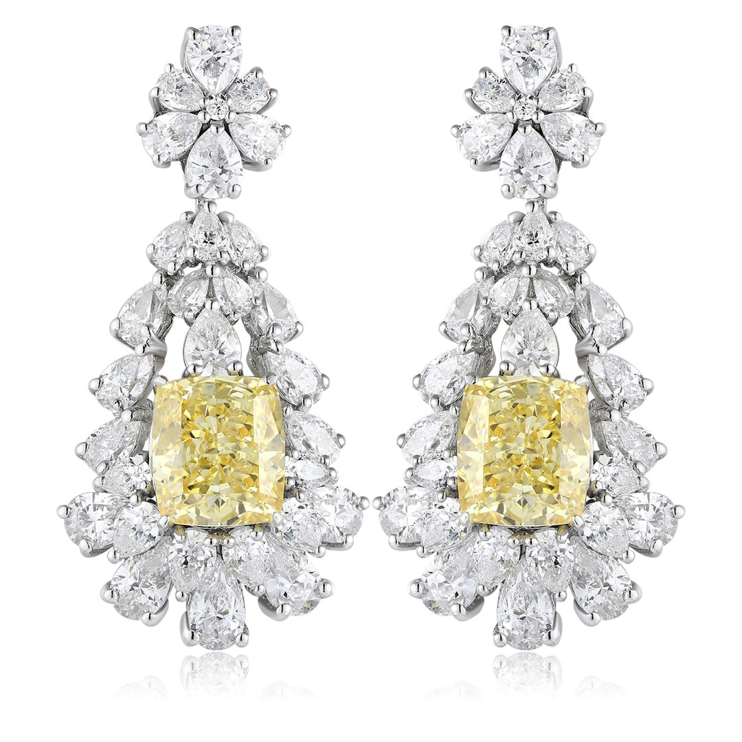 Pirmiana Elegant and Luxury 4ct Simulated Diamond Earrings S925 Silver Jewelry Engagement Gift Women