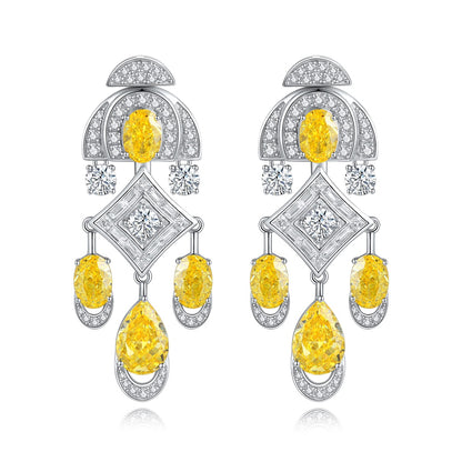 Pirmiana Elegant and Luxury 5.87ct Simulated Diamond Earrings S925 Silver Jewelry Engagement Gift Women