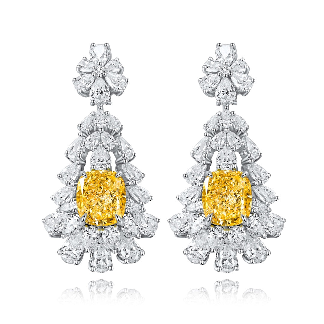 Pirmiana Elegant and Luxury 4ct Simulated Diamond Earrings S925 Silver Jewelry Engagement Gift Women