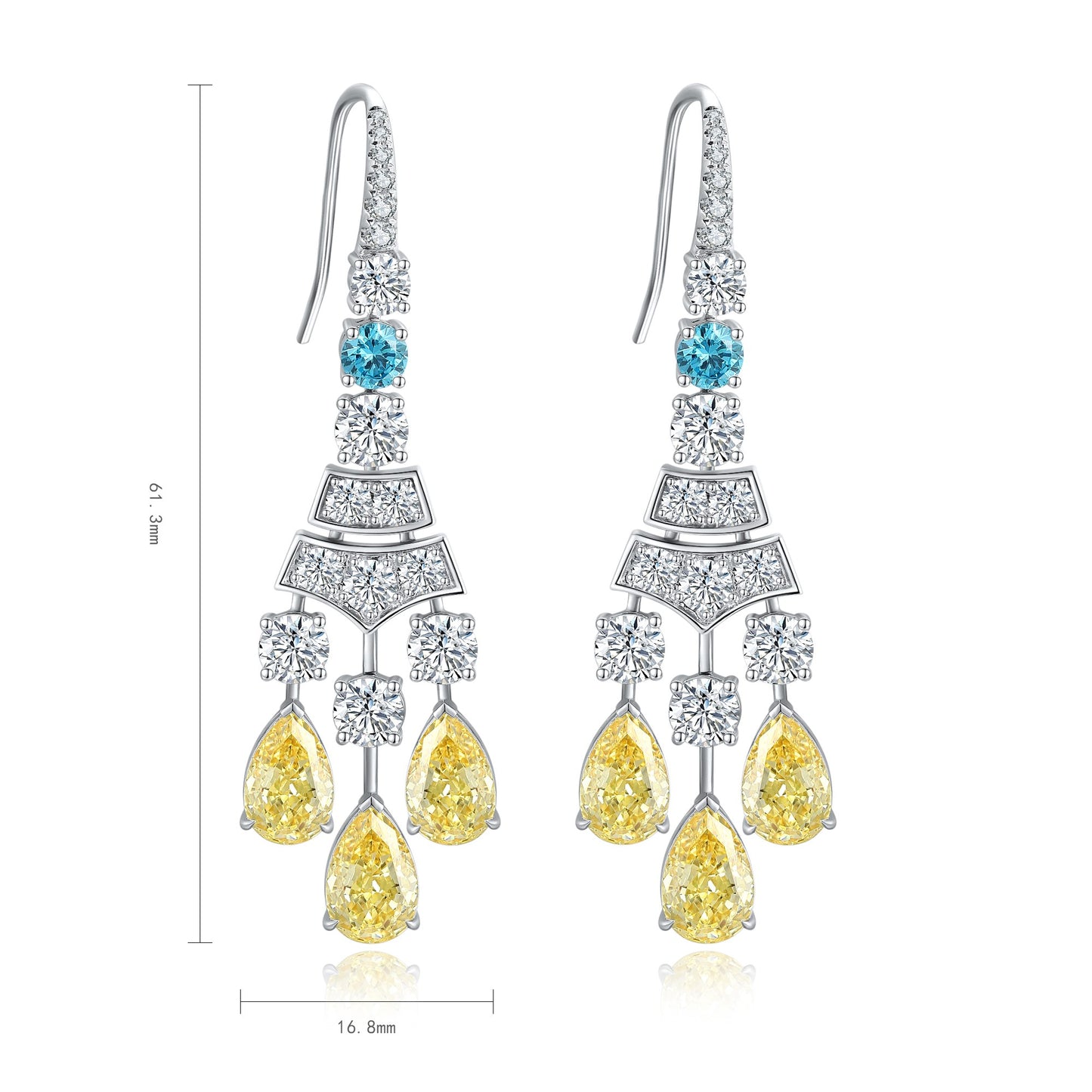 Pirmiana Elegant and Luxury 24.8ct Simulated Diamond Earrings S925 Silver Jewelry Engagement Gift Women