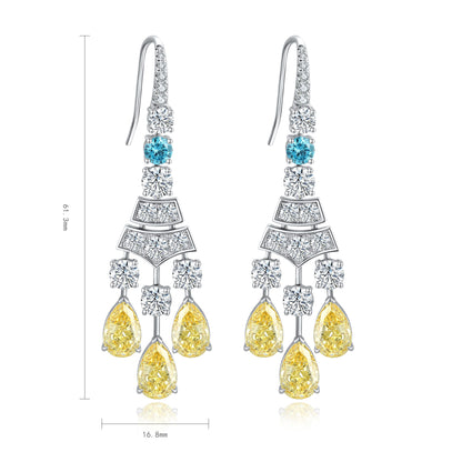 Pirmiana Elegant and Luxury 24.8ct Simulated Diamond Earrings S925 Silver Jewelry Engagement Gift Women