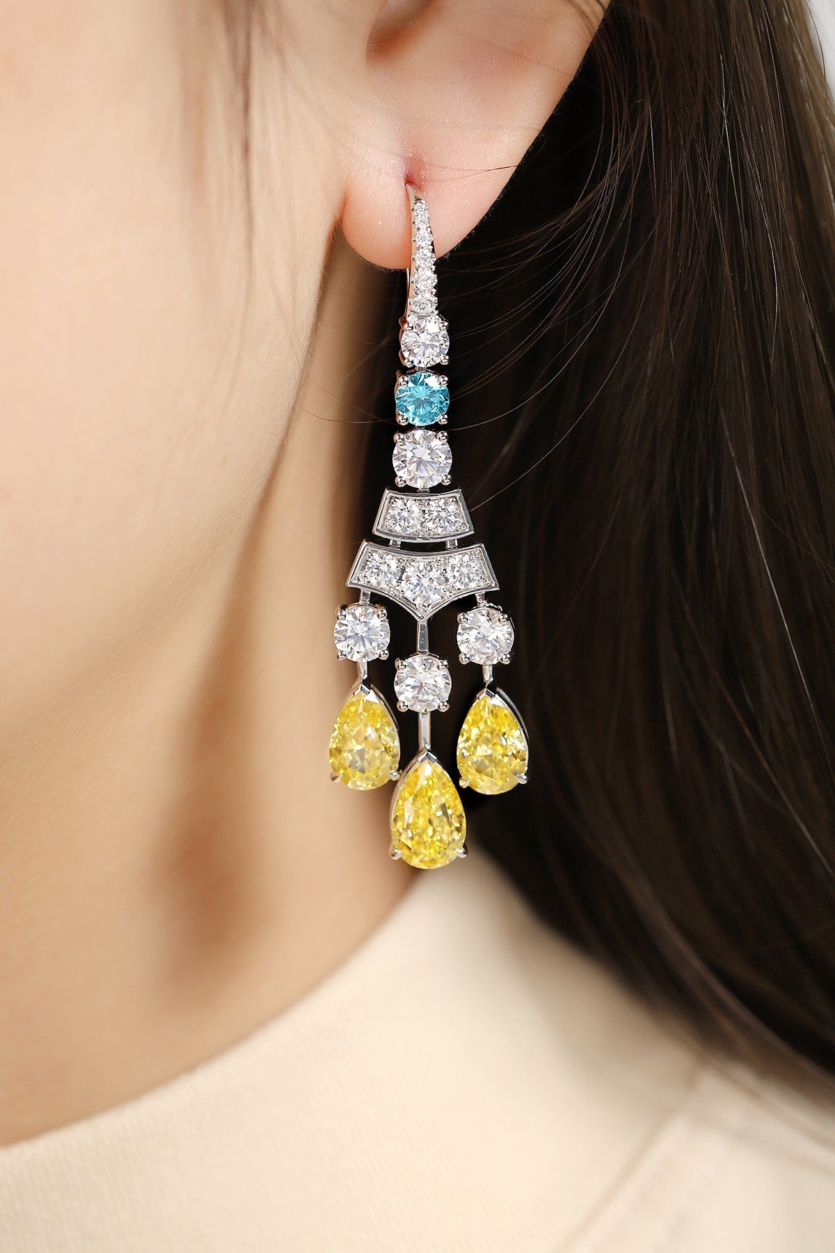 Pirmiana Elegant and Luxury 24.8ct Simulated Diamond Earrings S925 Silver Jewelry Engagement Gift Women