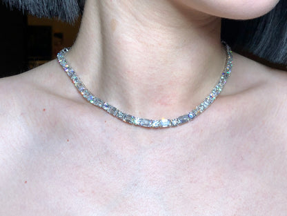 PT950 Customied 1ct Emerald cut 0.4ct Round Cut Elegant Lab Grown Diamond Necklace for Women Party Gift Jewelry