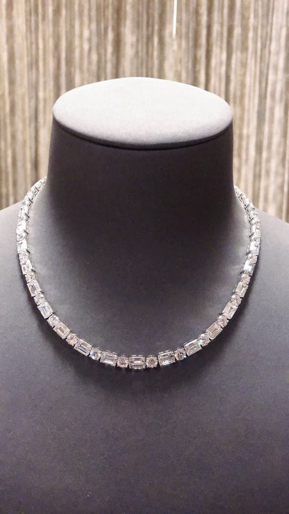 PT950 Customied 1ct Emerald cut 0.4ct Round Cut Elegant Lab Grown Diamond Necklace for Women Party Gift Jewelry